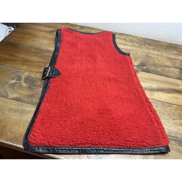 VTG Francesca For Damon Fleece Pile Leather Trim Vest size 12 Italy - Picture 9 of 12